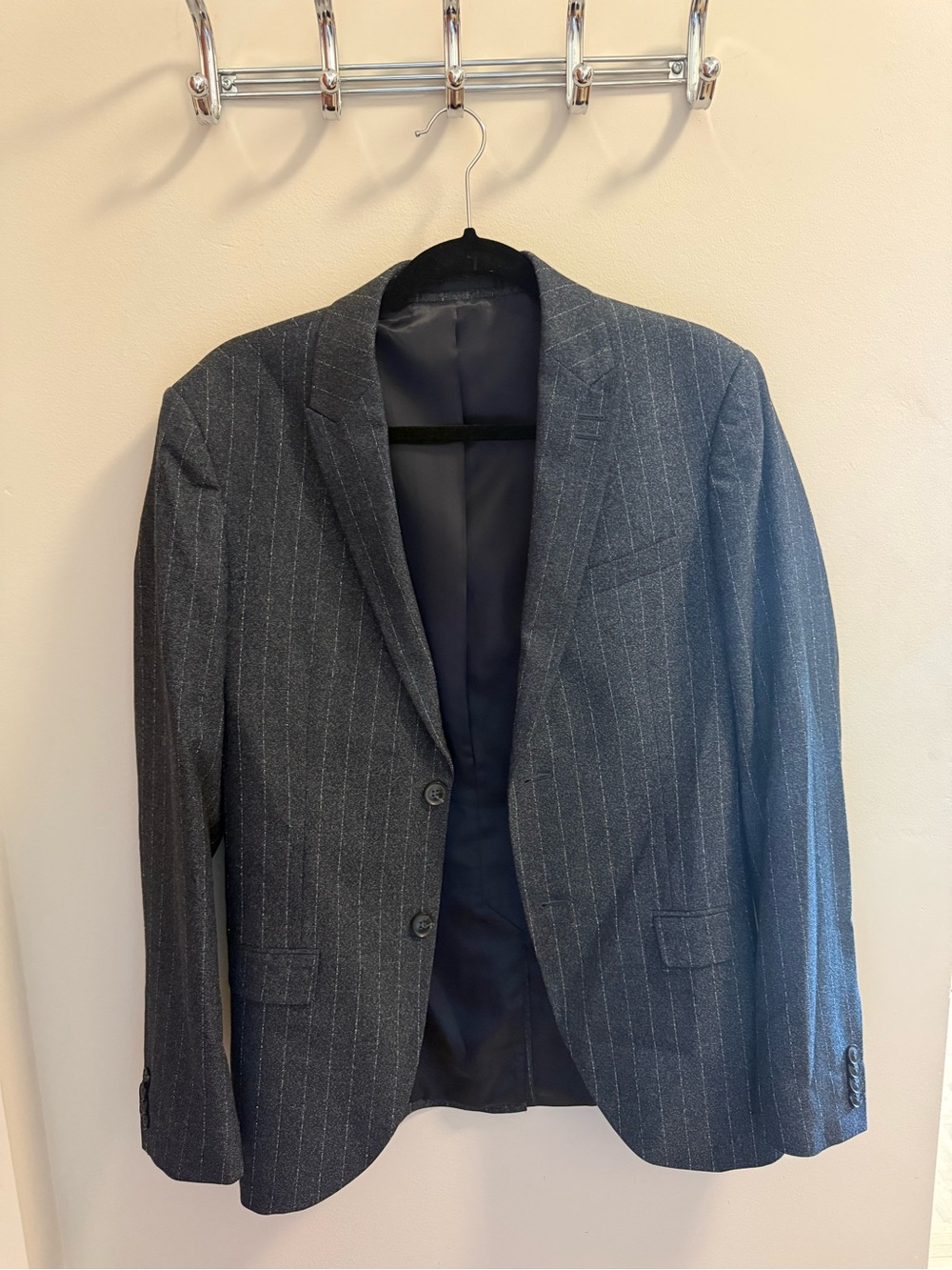 Topman Charcoal Pinstripe Blazer
